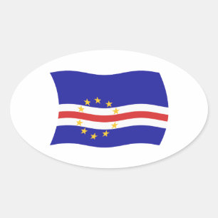 Oval Adesivo da Bandeira de Cabo Verde