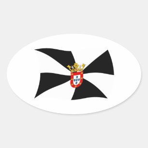 Oval Adesivo da Bandeira de Ceuta