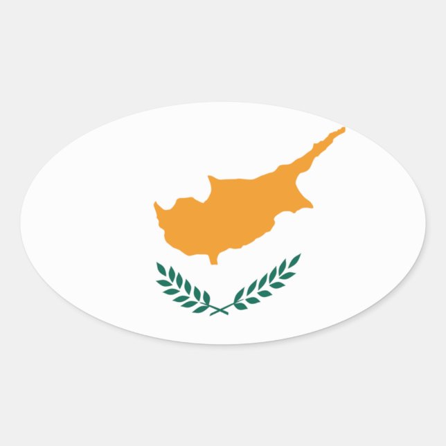 Oval Adesivo da Bandeira de Chipre (Frente)