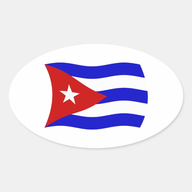 Oval Adesivo da Bandeira de Cuba (Frente)