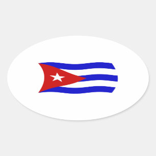 Oval Adesivo da Bandeira de Cuba