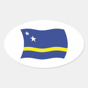 Oval Adesivo da Bandeira de Curaçao