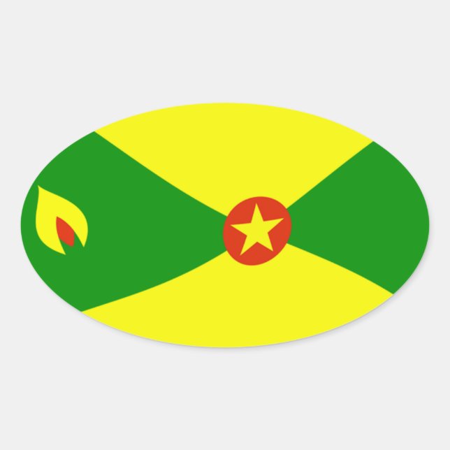 Oval Adesivo da Bandeira de Granada (Frente)