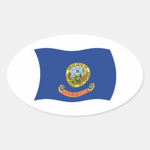 Oval Adesivo da Bandeira de Idaho