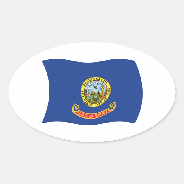 Oval Adesivo da Bandeira de Idaho (Frente)