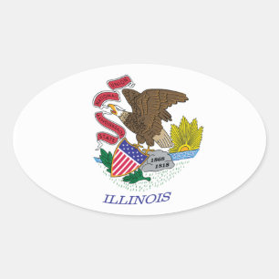 Oval Adesivo da Bandeira de Illinois
