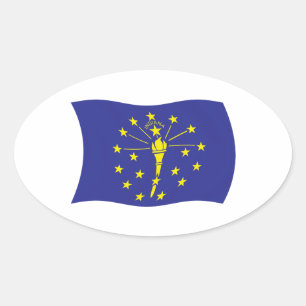 Oval Adesivo da Bandeira de Indiana