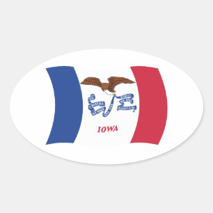 Oval Adesivo da Bandeira de Iowa