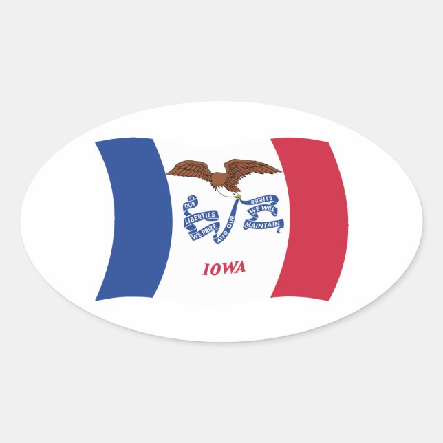 Oval Adesivo da Bandeira de Iowa (Frente)
