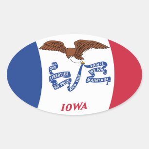 Oval Adesivo da Bandeira de Iowa