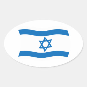 Oval Adesivo da Bandeira de Israel