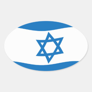 Oval Adesivo da Bandeira de Israel