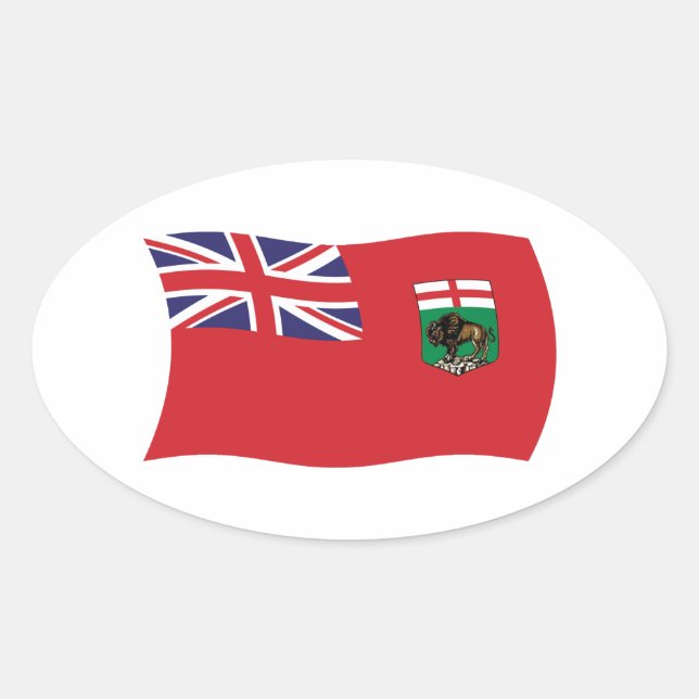 Oval Adesivo da Bandeira de Manitoba (Frente)