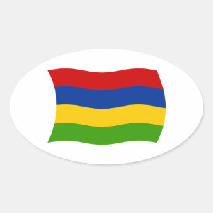 Oval Adesivo da Bandeira de Maurício