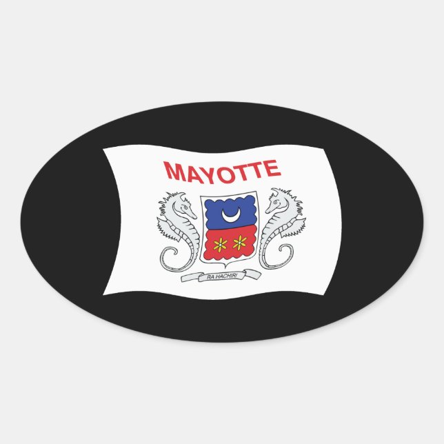 Oval Adesivo da Bandeira de Mayotte (Frente)