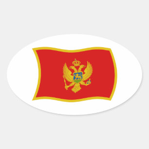 Oval Adesivo da Bandeira de Montenegro