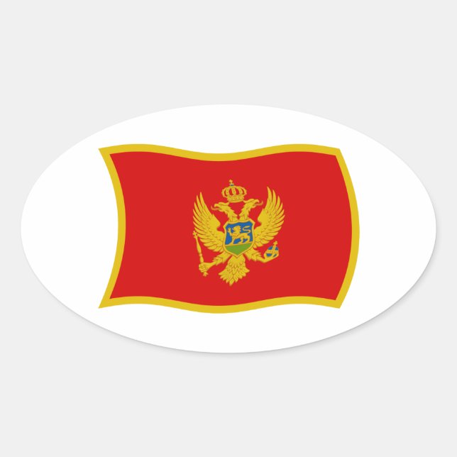 Oval Adesivo da Bandeira de Montenegro (Frente)