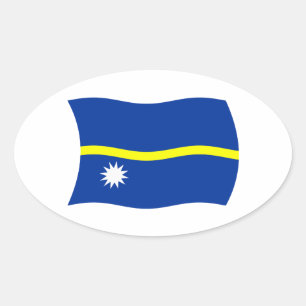 Oval Adesivo da Bandeira de Nauru