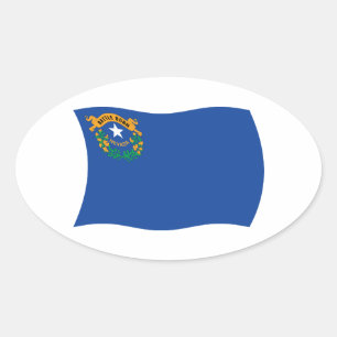 Oval Adesivo da Bandeira de Nevada