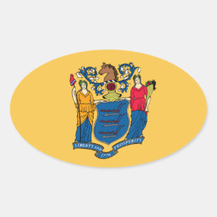 Oval Adesivo da Bandeira de Nova Jersey