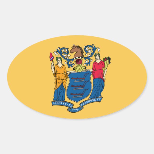 Oval Adesivo da Bandeira de Nova Jersey (Frente)