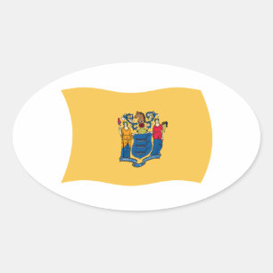 Oval Adesivo da Bandeira de Nova Jersey