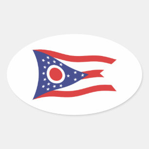 Oval Adesivo da Bandeira de Ohio