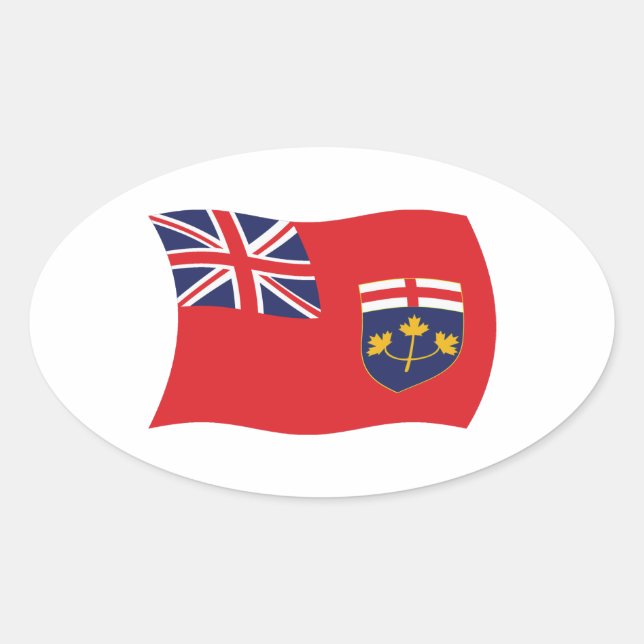 Oval Adesivo da Bandeira de Ontário (Frente)