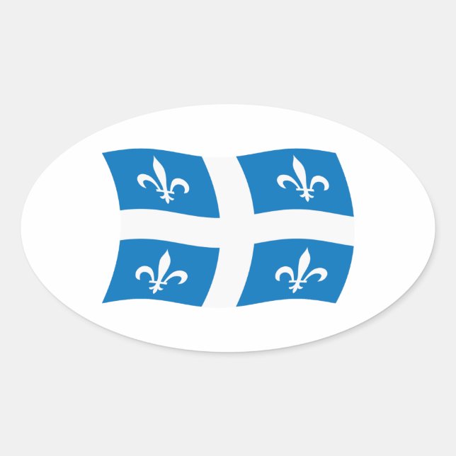 Oval Adesivo da Bandeira de Quebec (Frente)