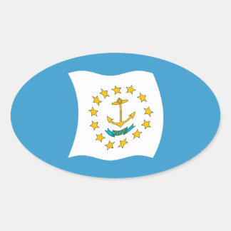 Oval Adesivo da Bandeira de Rhode Island