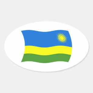 Oval Adesivo da Bandeira de Ruanda