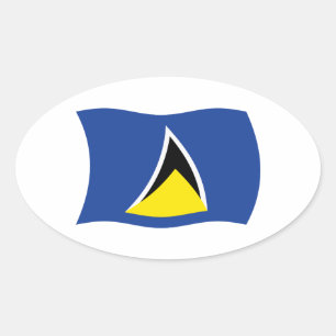 Oval Adesivo da Bandeira de Santa Lúcia