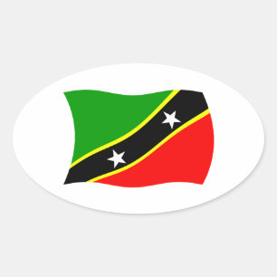 Oval Adesivo da Bandeira de São Cristóvão e Nevis