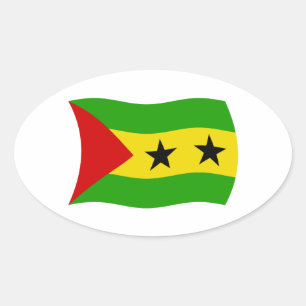 Oval Adesivo da Bandeira de São Tomé e Príncipe