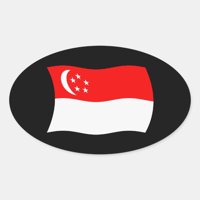 Oval Adesivo da Bandeira de Singapura (Frente)