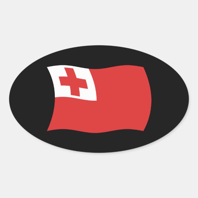 Oval Adesivo da Bandeira de Tonga (Frente)