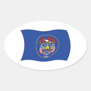 Oval Adesivo da Bandeira de Utah