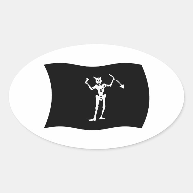 Oval Adesivo da Bandeira do Barba Negra (Frente)