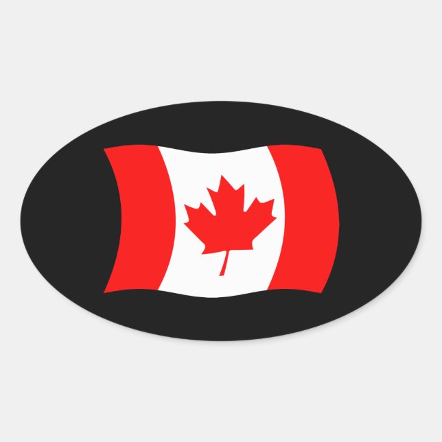 Oval Adesivo da Bandeira do Canadá (Frente)