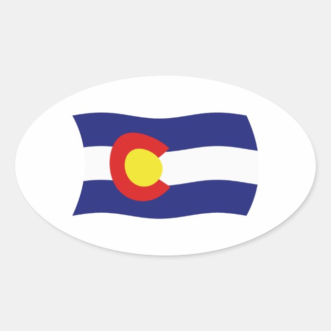 Oval Adesivo da Bandeira do Colorado (Frente)