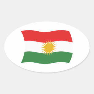 Oval Adesivo da Bandeira do Curdistão