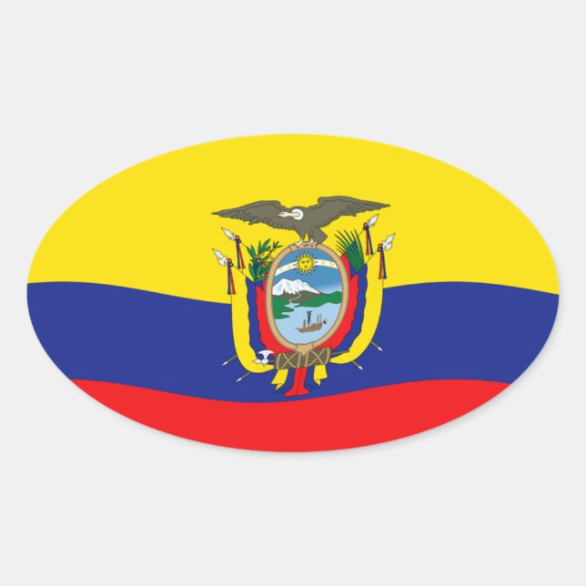 Oval Adesivo da Bandeira do Equador (Frente)