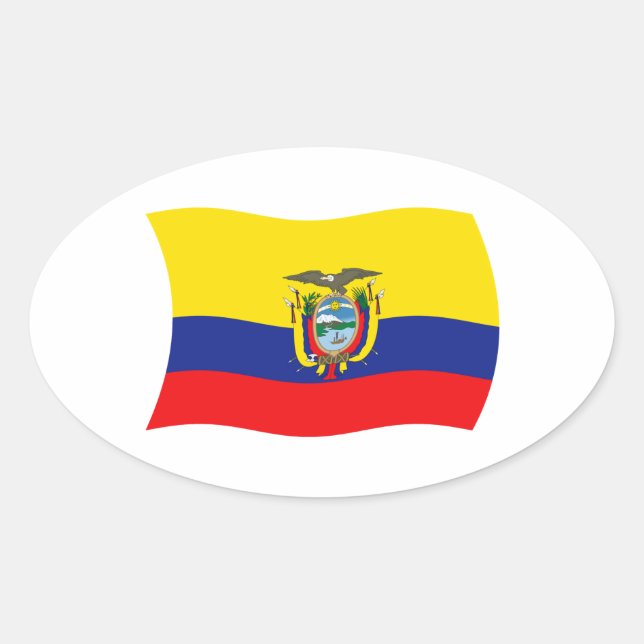 Oval Adesivo da Bandeira do Equador (Frente)