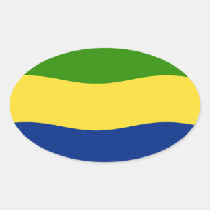 Oval Adesivo da Bandeira do Gabão