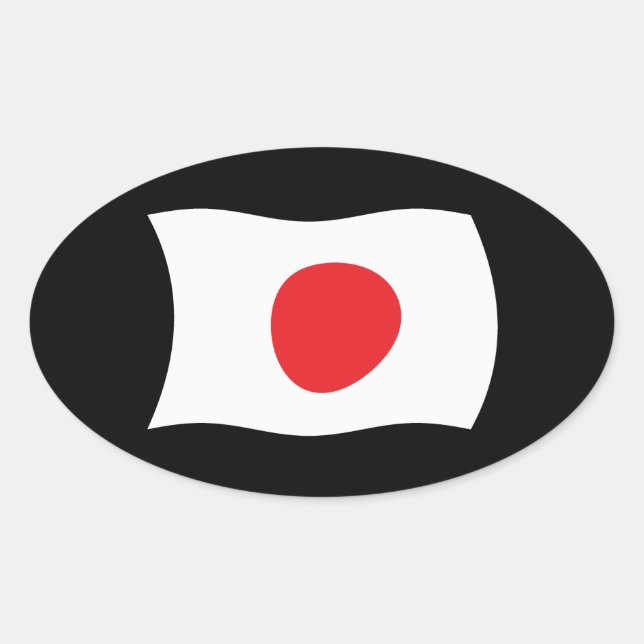 Oval Adesivo da Bandeira do Japão (Frente)