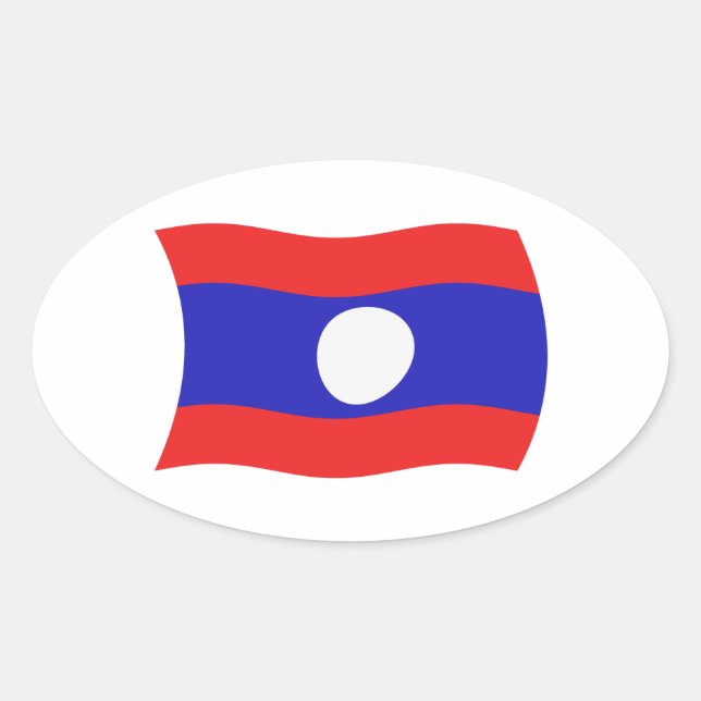 Oval Adesivo da Bandeira do Laos (Frente)