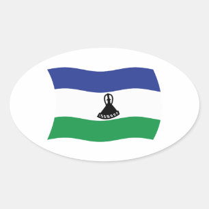 Oval Adesivo da Bandeira do Lesoto