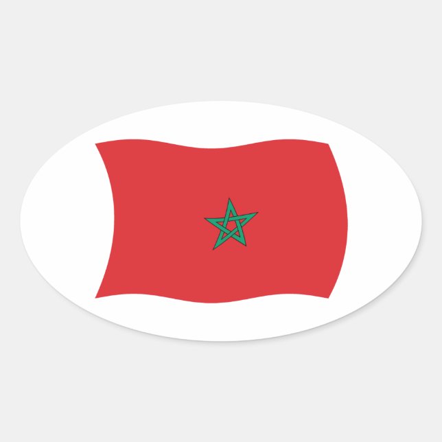 Oval Adesivo da Bandeira do Marrocos (Frente)