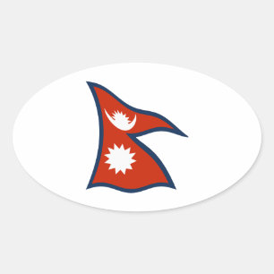 Oval Adesivo da Bandeira do Nepal