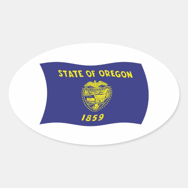 Oval Adesivo da Bandeira do Oregon (Frente)
